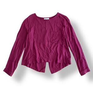 Cloth & Stone Split Back Long Sleeve Top Womens Size S Burgundy